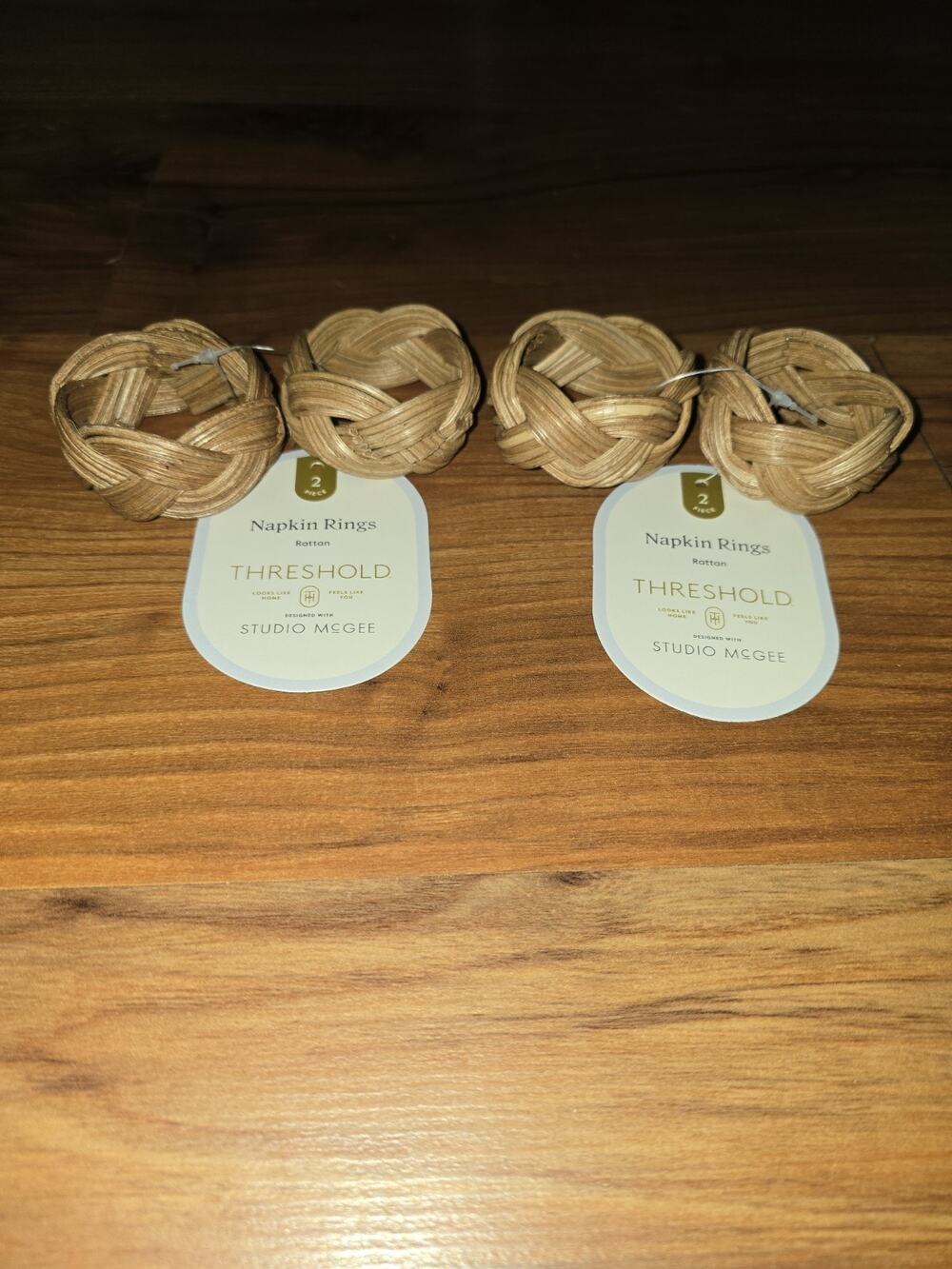 Set Of 4 Rattan Napkin Rings, Threshold Designed whit Studio McGee S24